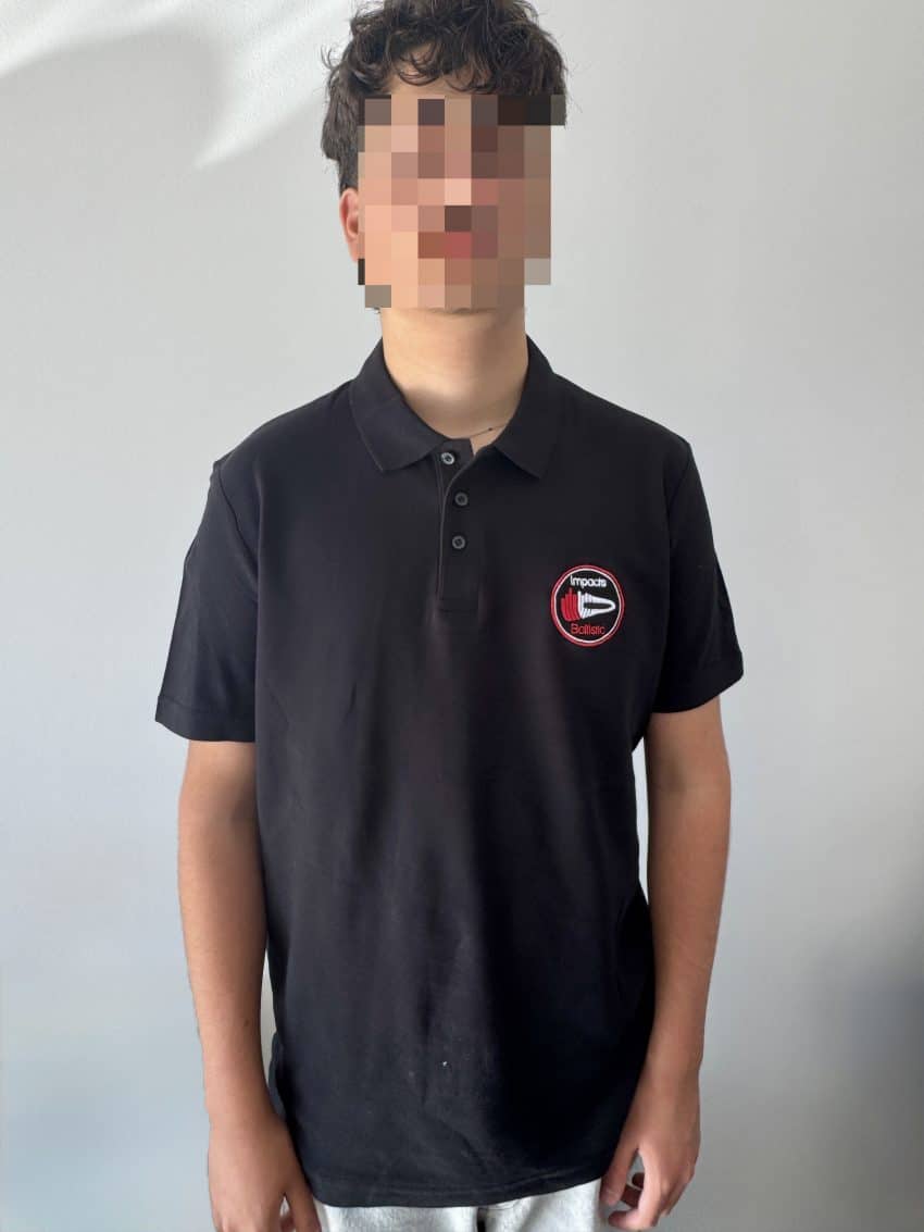 Polo noir piqué unisexe coupe droite