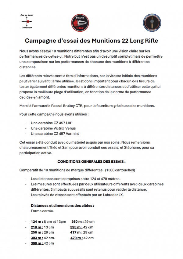 Campagne d'essais 22 LR